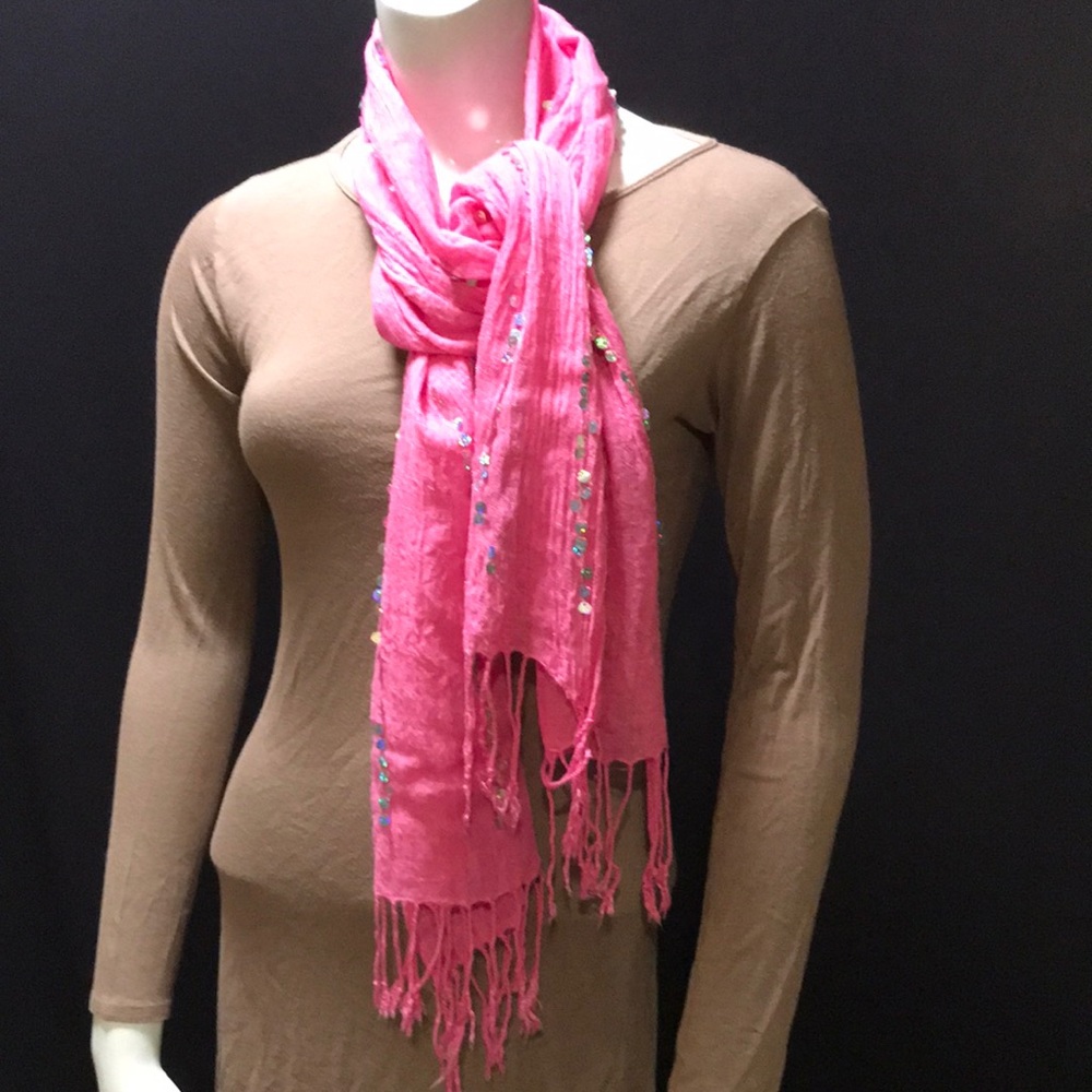 Children’s Place Pink sequin fringed scarf